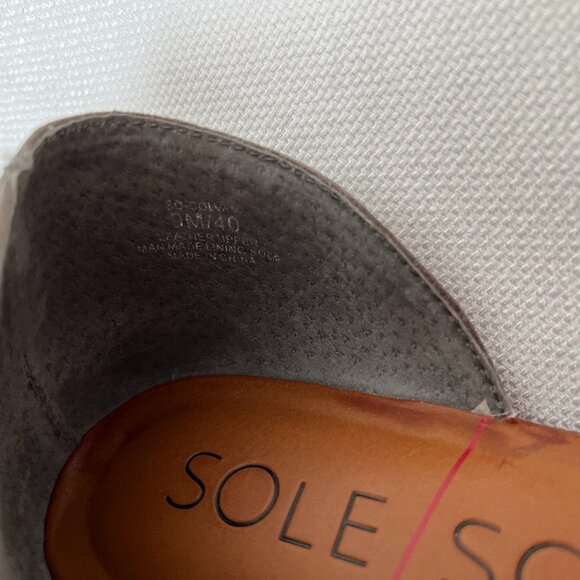 Sole Society Colvan Gray Cut Out Flats Sandals Open Toe Leather Shoe Women's 9 - Picture 12 of 12